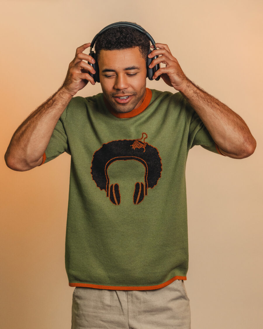 Short Sleeve Soul Knit Crew - Green and Orange - Image 2